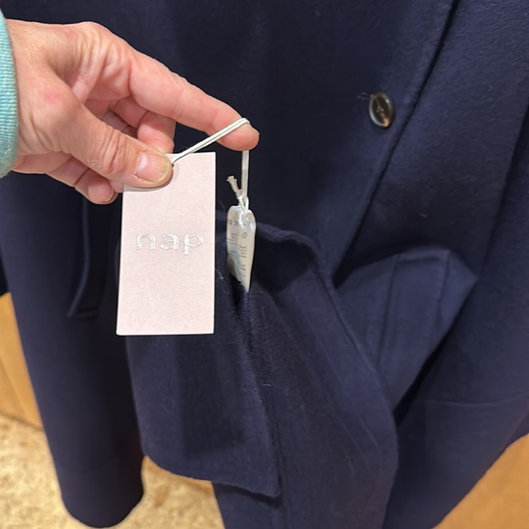 Blue Cashmere and merino shawl cape coat swing wrap Nap nwt unique - Picture 4 of 6